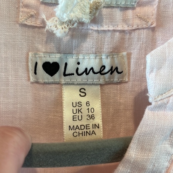 I love linen light pink linen button down Malvin Germany size S/US 6 cottagecore - Picture 17 of 17